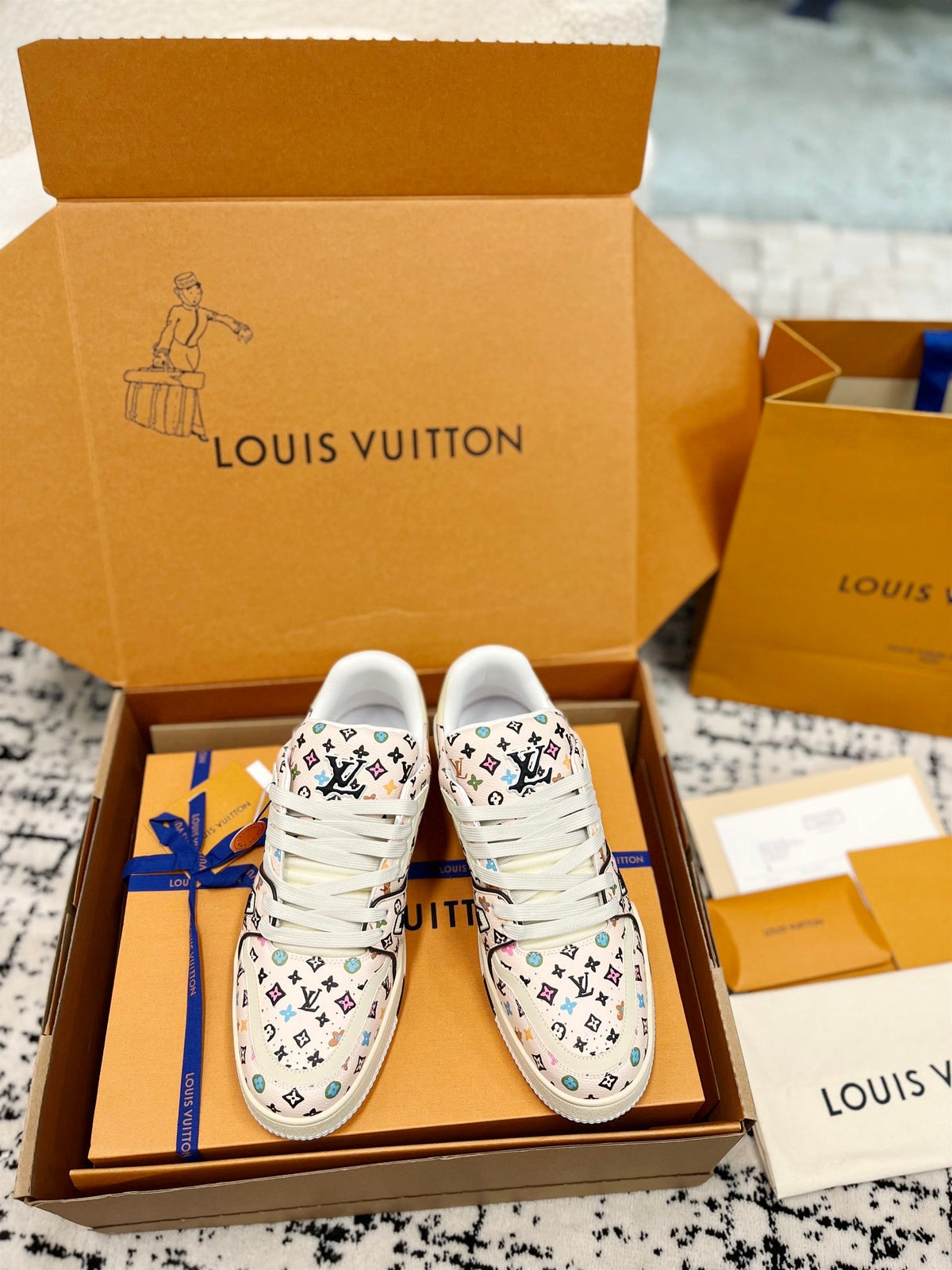 LV Trainer Sneaker Beige Monogram Cowhide