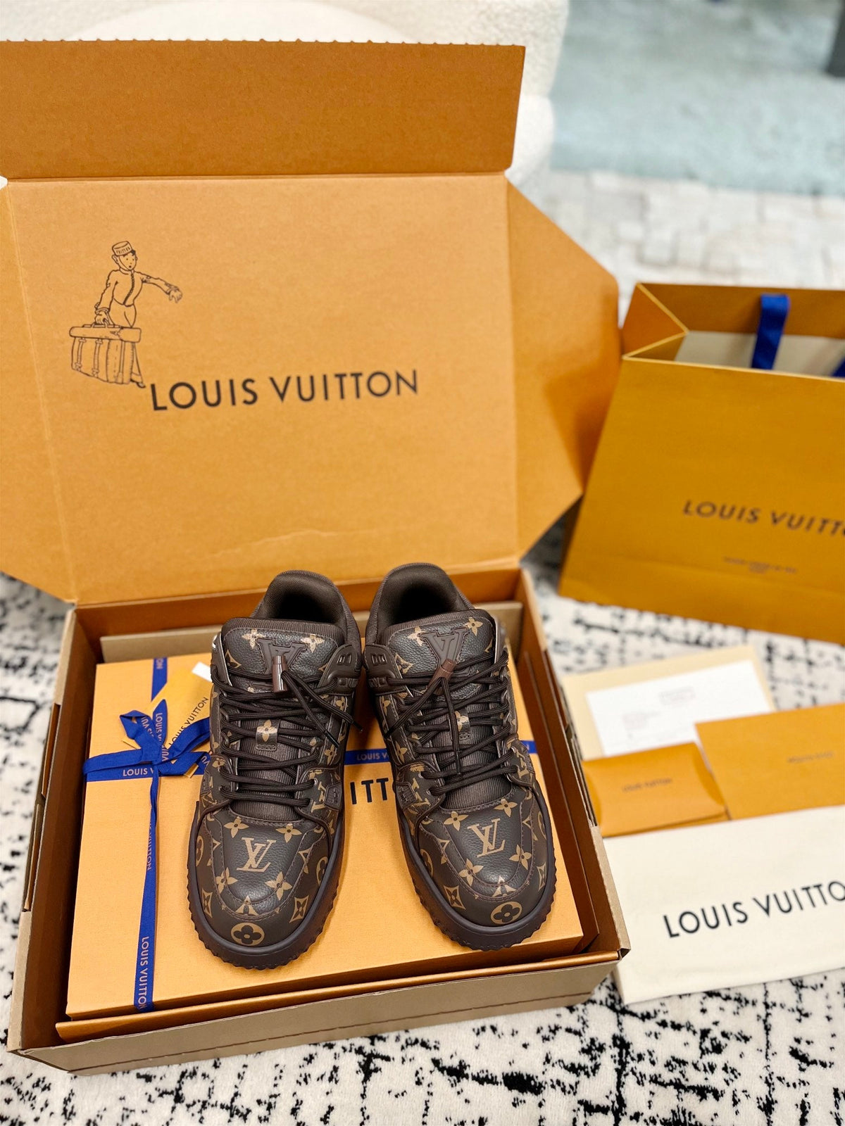 LV Trainer Maxi Sneaker Dark Brown Monogram Cowhhide