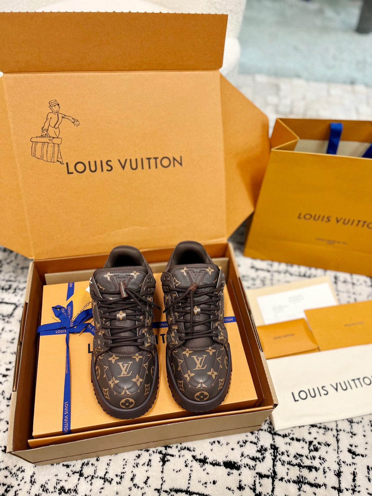 LV Trainer Maxi Sneaker Dark Brown Monogram Cowhhide