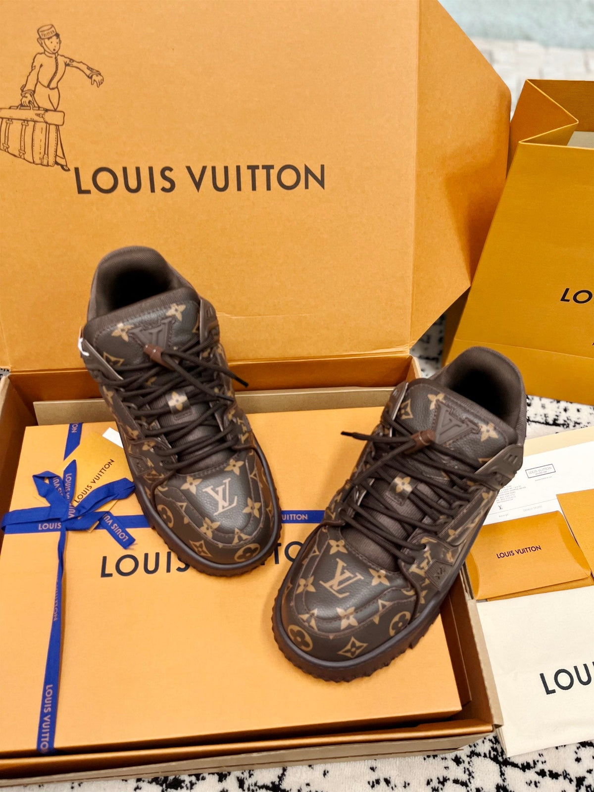 LV Trainer Maxi Sneaker Dark Brown Monogram Cowhhide