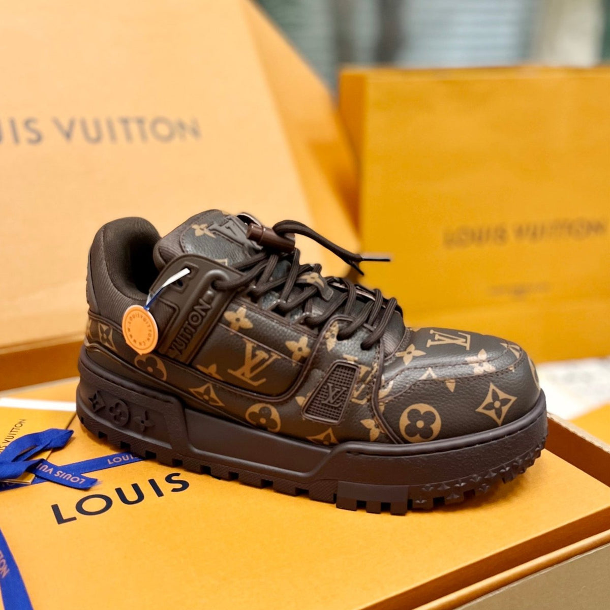 LV Trainer Maxi Sneaker Dark Brown Monogram Cowhhide