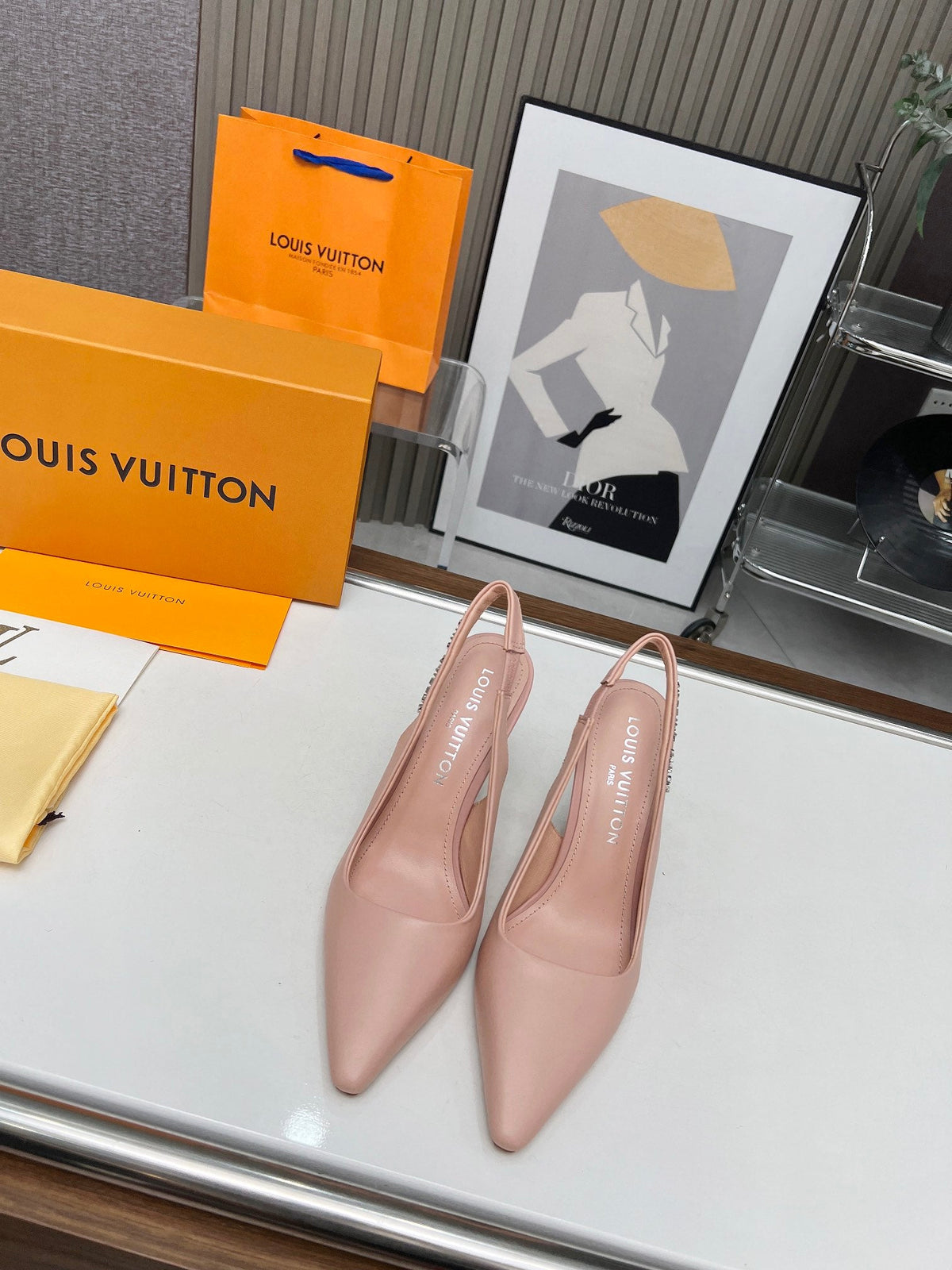 LV Spake Slingback 8.5CM Evening Sand Pink Calfskin 218293