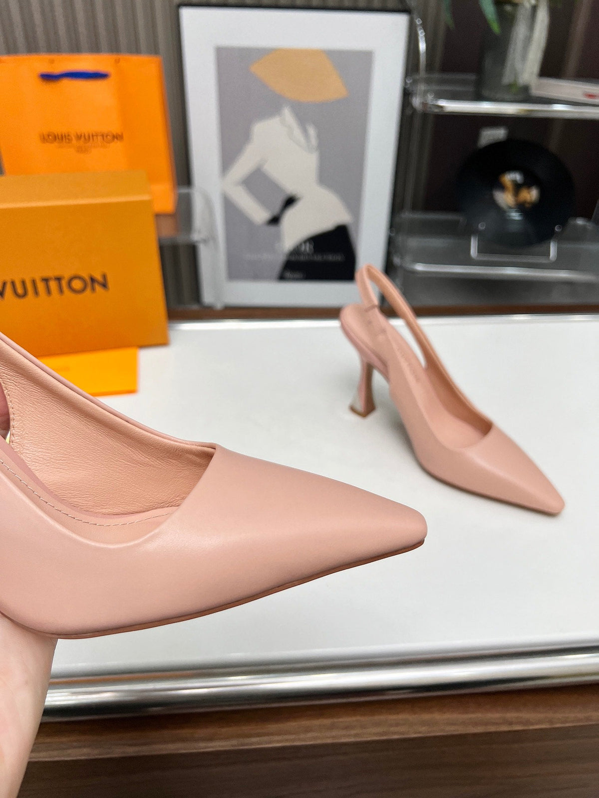 LV Spake Slingback 8.5CM Evening Sand Pink Calfskin 218293