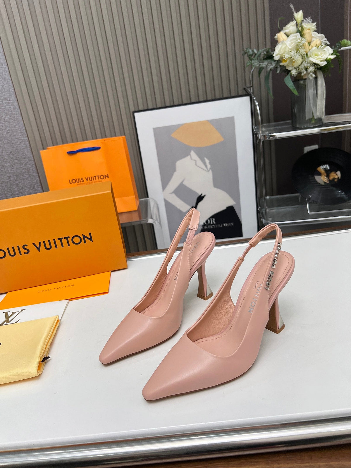 LV Spake Slingback 8.5CM Evening Sand Pink Calfskin 218293