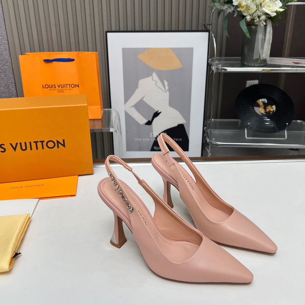 LV Spake Slingback 8.5CM Evening Sand Pink Calfskin 218293
