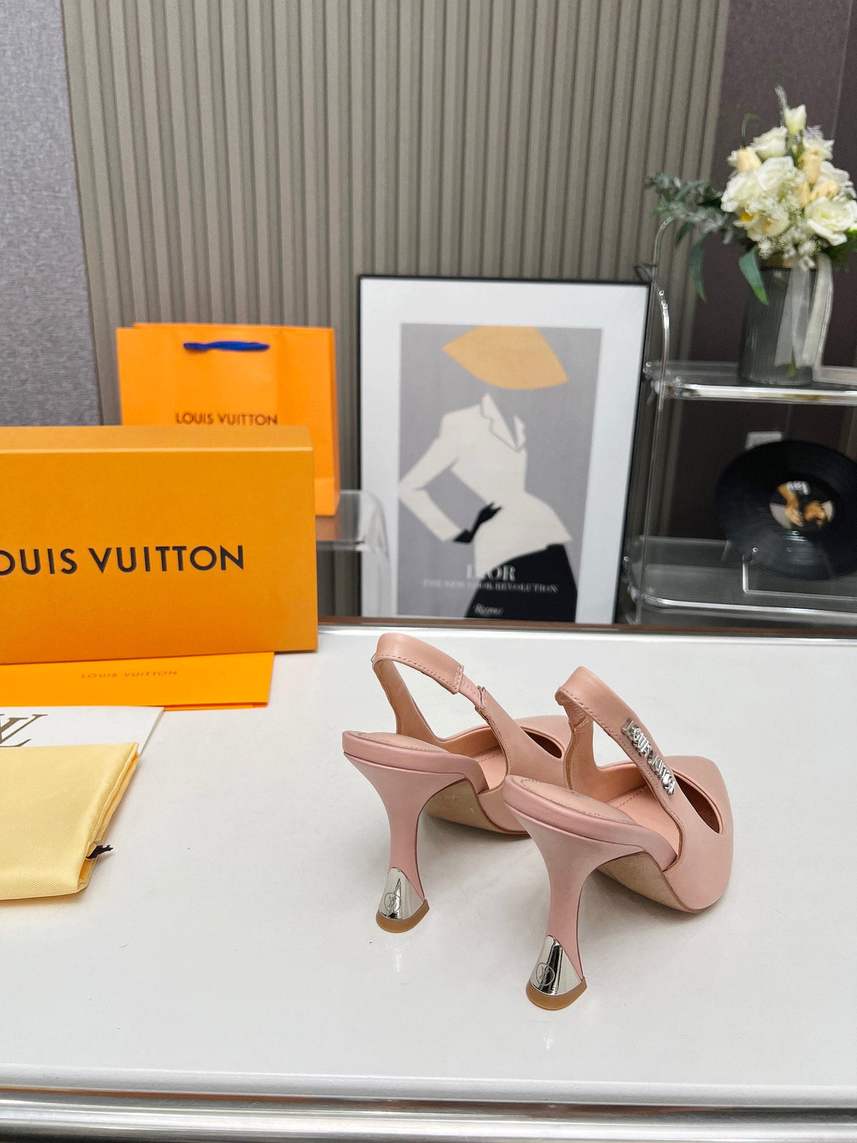 LV Spake Slingback 8.5CM Evening Sand Pink Calfskin 218293