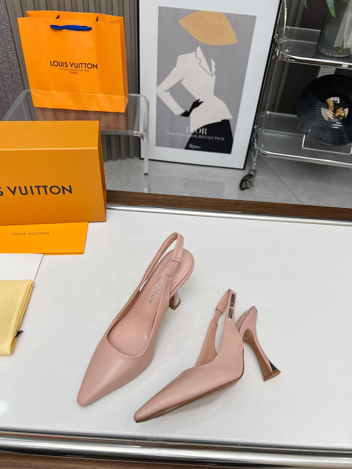 LV Spake Slingback 8.5CM Evening Sand Pink Calfskin 218293