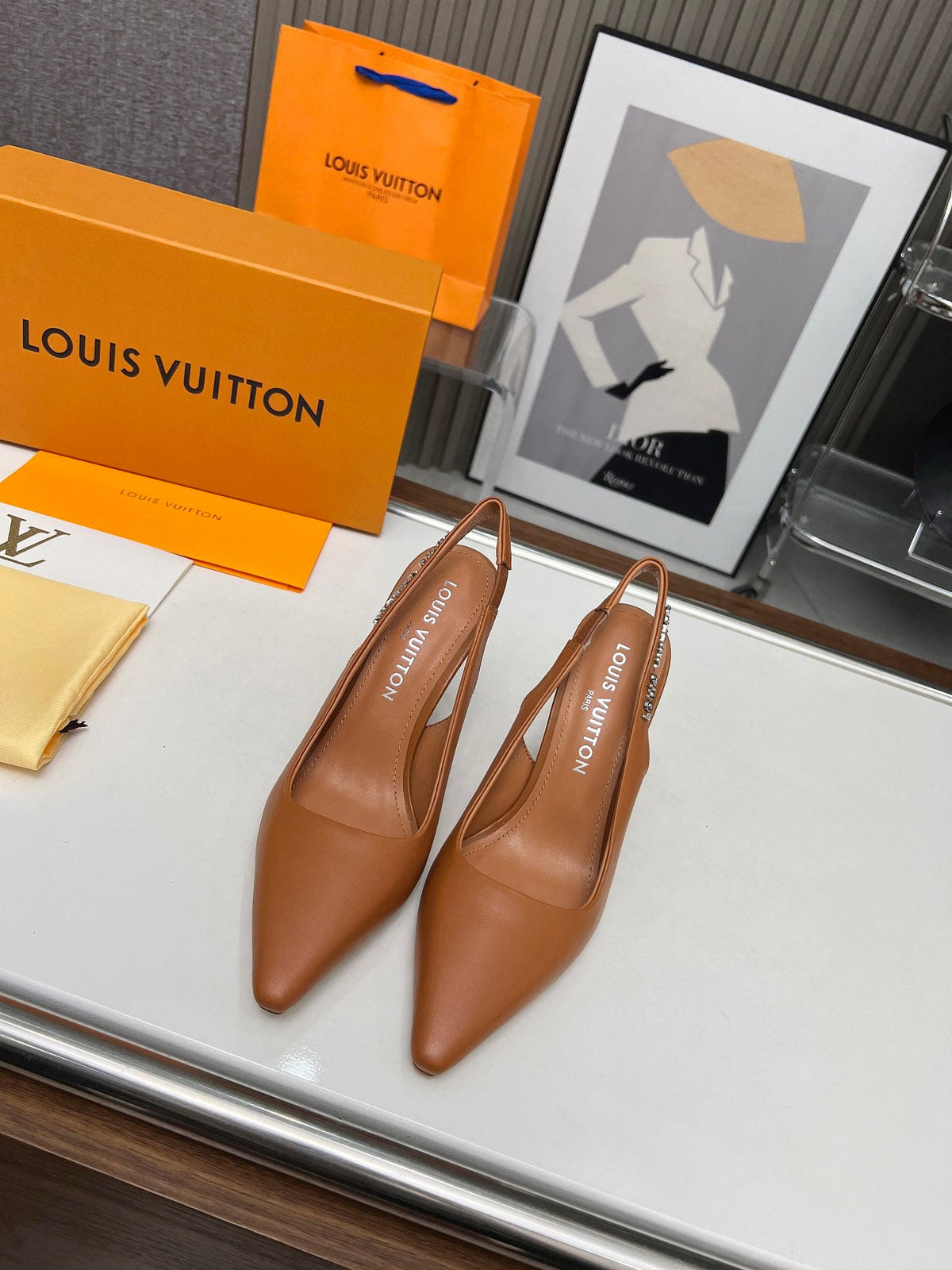 LV Spake Slingback 8.5CM Bronze Brown Calfskin 218290
