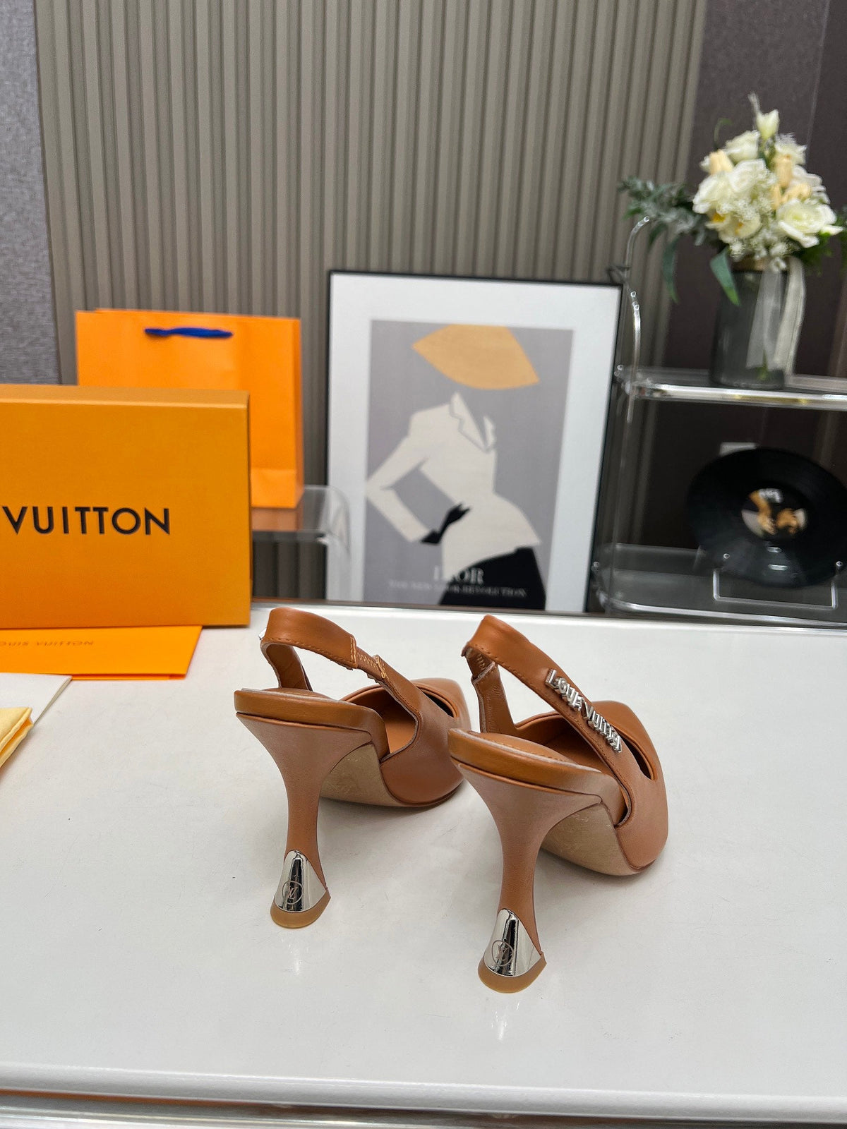 LV Spake Slingback 8.5CM Bronze Brown Calfskin 218290