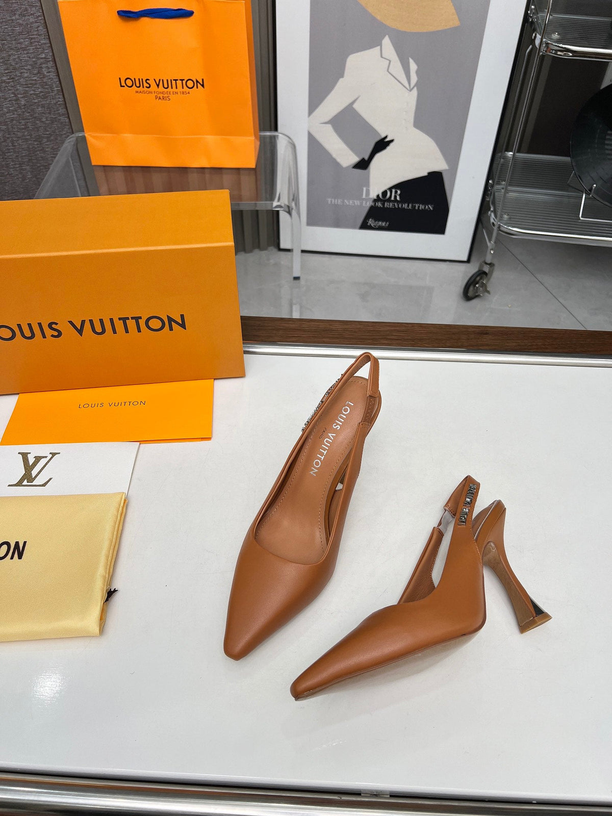 LV Spake Slingback 8.5CM Bronze Brown Calfskin 218290