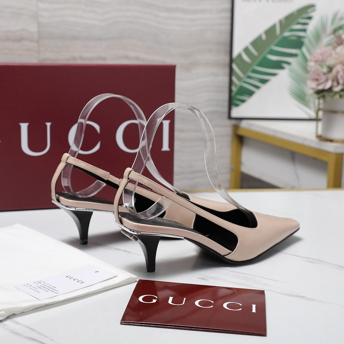 GG 26ss Slingback 60 Light Beige Sheepskin 601090