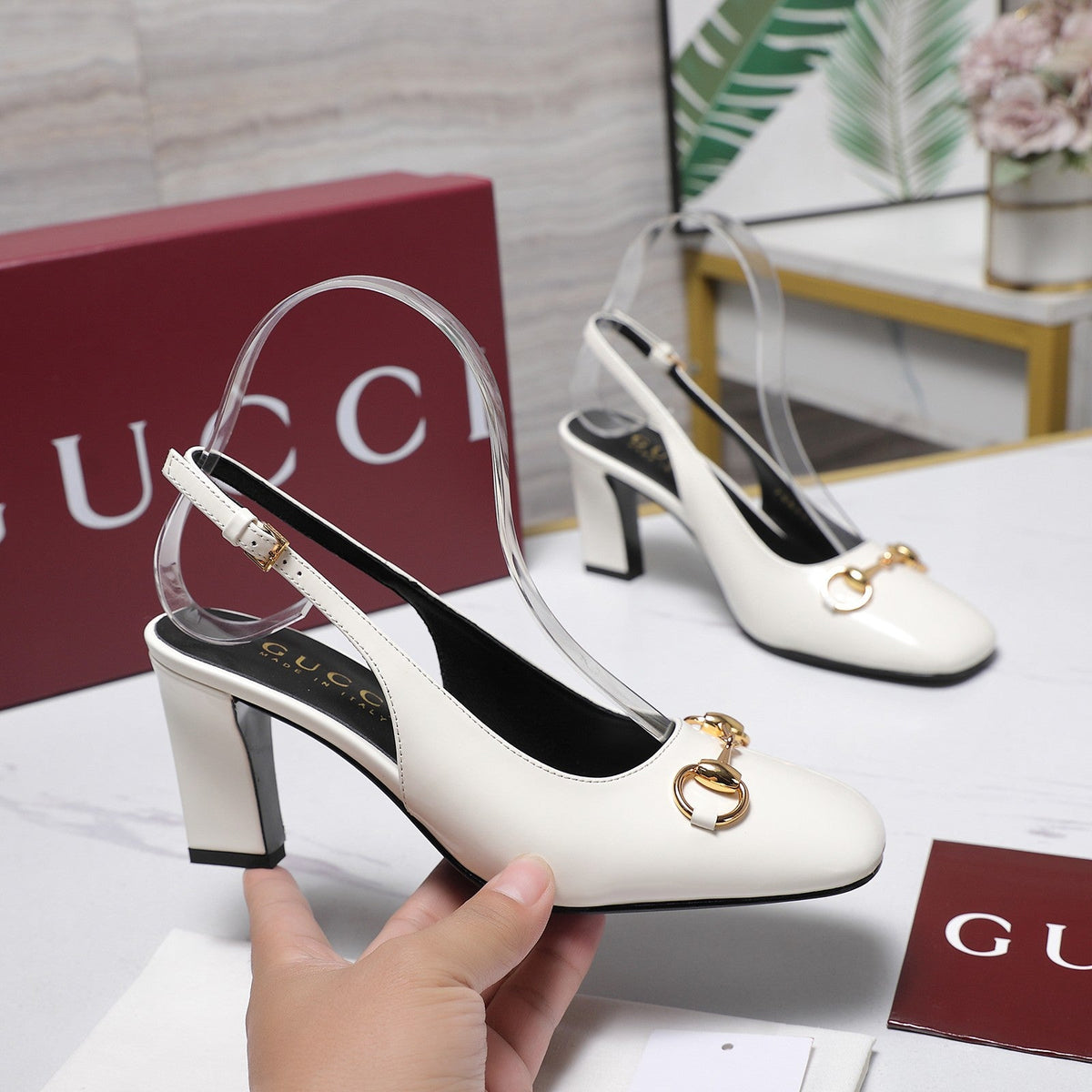 Gucci 2026 Slingback Pumps 75mm Cowhide Leather 758477