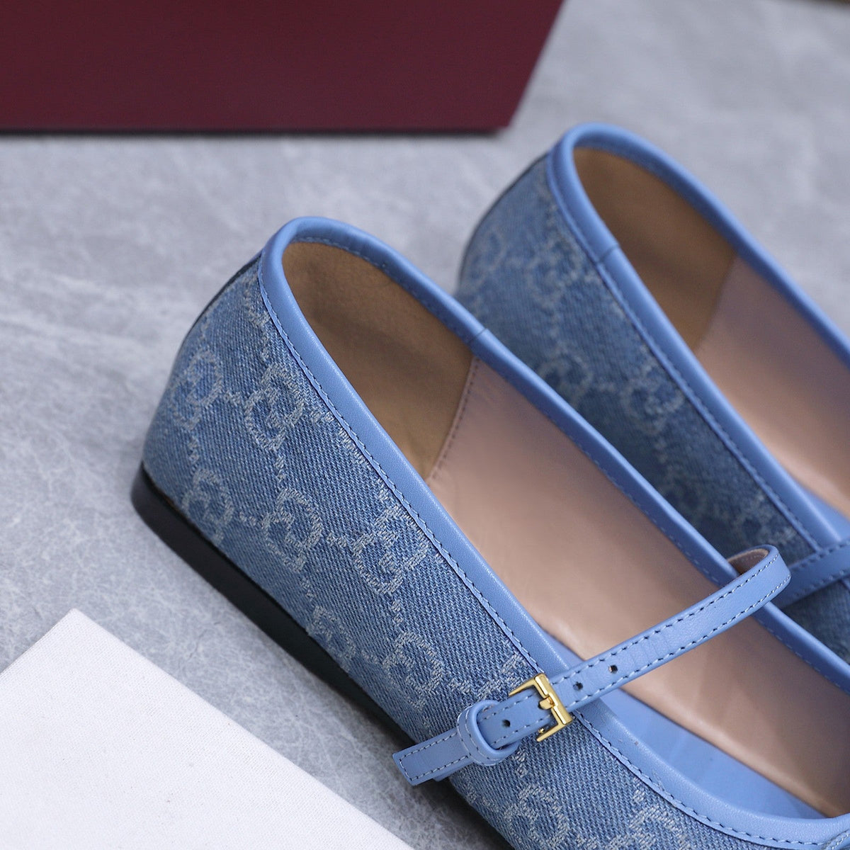 Gucci 2026 Mary Jane Ballet Flats Canvas 758536