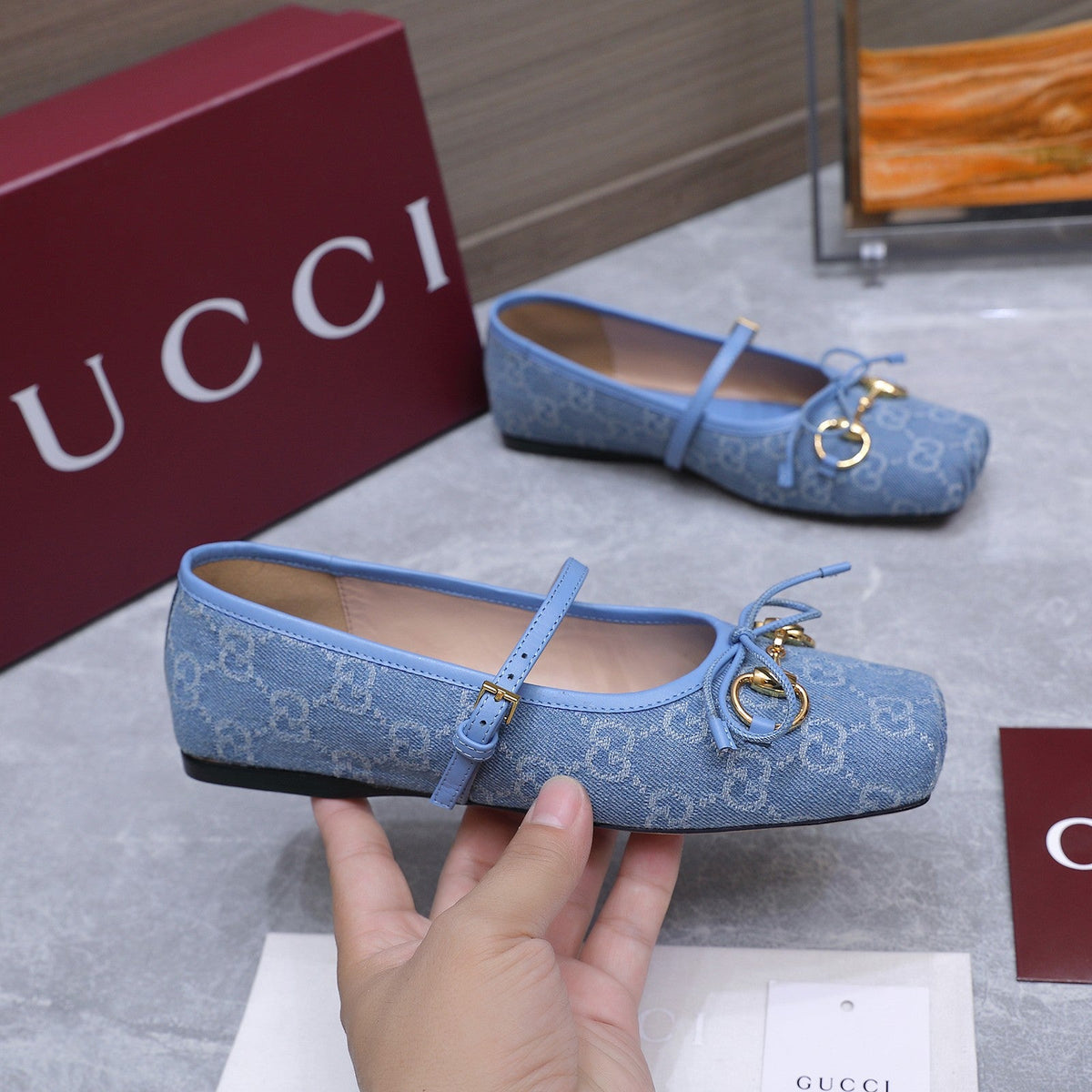 Gucci 2026 Mary Jane Ballet Flats Canvas 758536