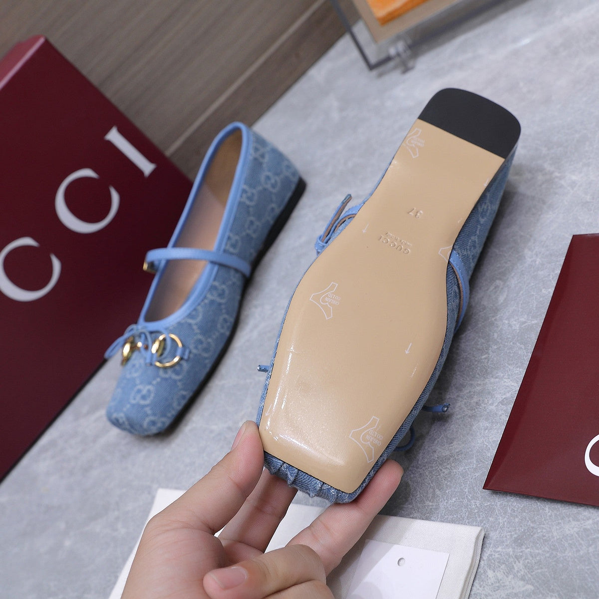 Gucci 2026 Mary Jane Ballet Flats Canvas 758536