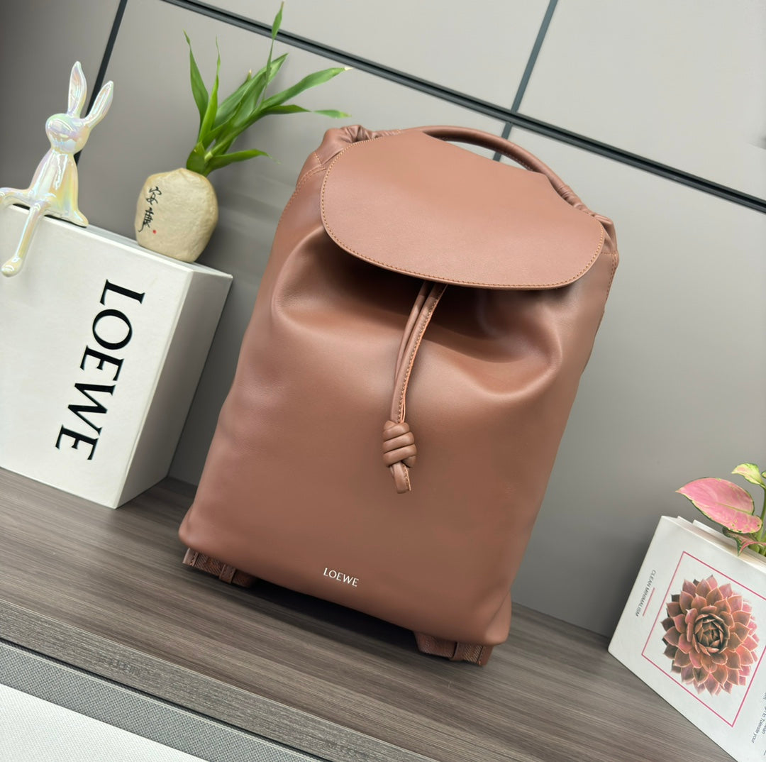 Loewe 2025 Flamenco Backpack 40cm Brown Calfskin 274690