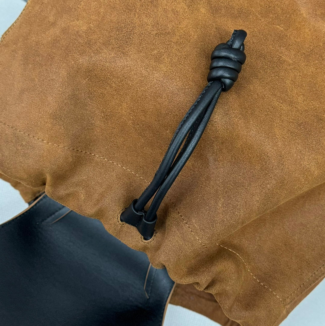 Loewe 2025 Flamenco Backpack 40cm Black Brown Leather Suede 274692