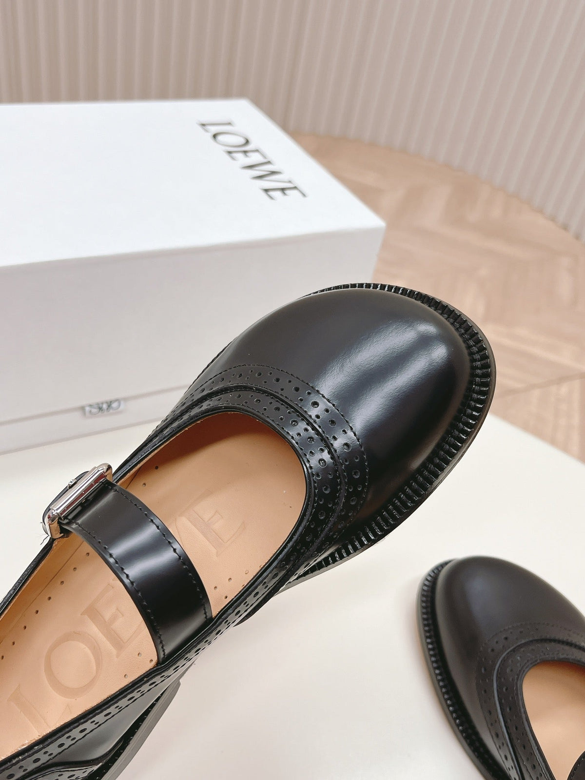 Loewe Campo Mary Jane Ballet Flat Black Cowhide