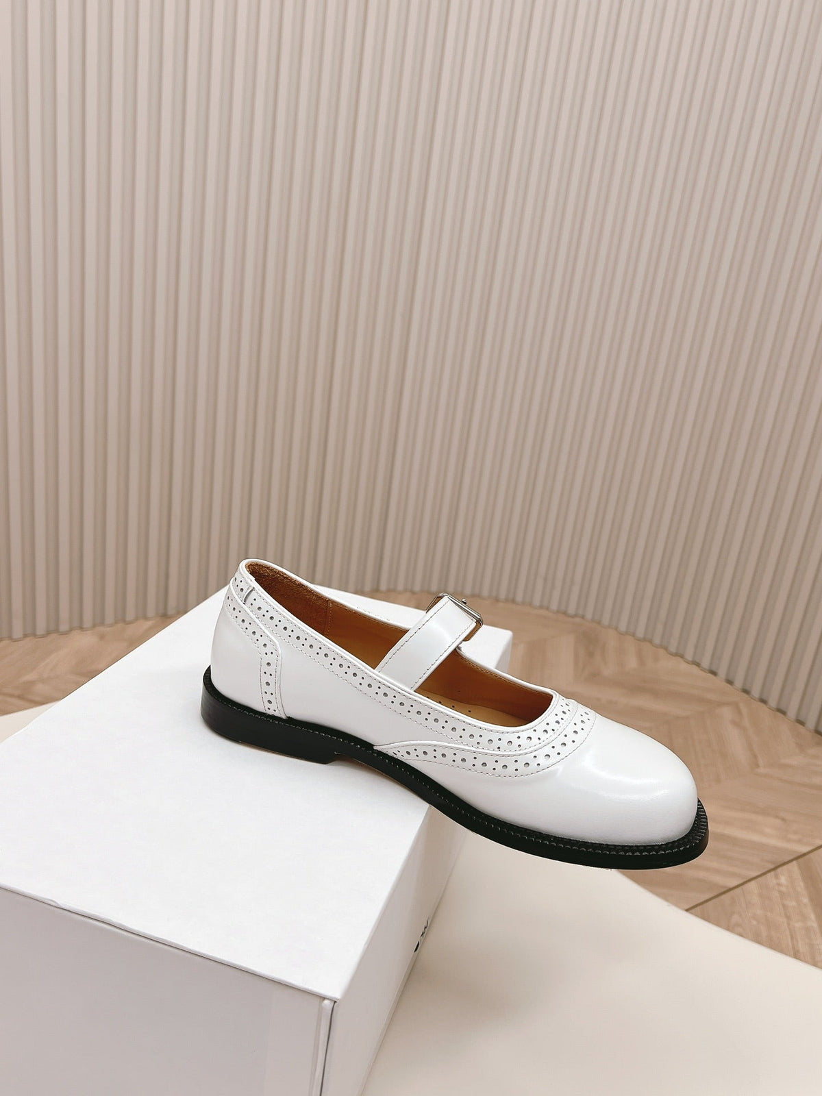 Loewe Campo Mary Jane Ballet Flat White Cowhide