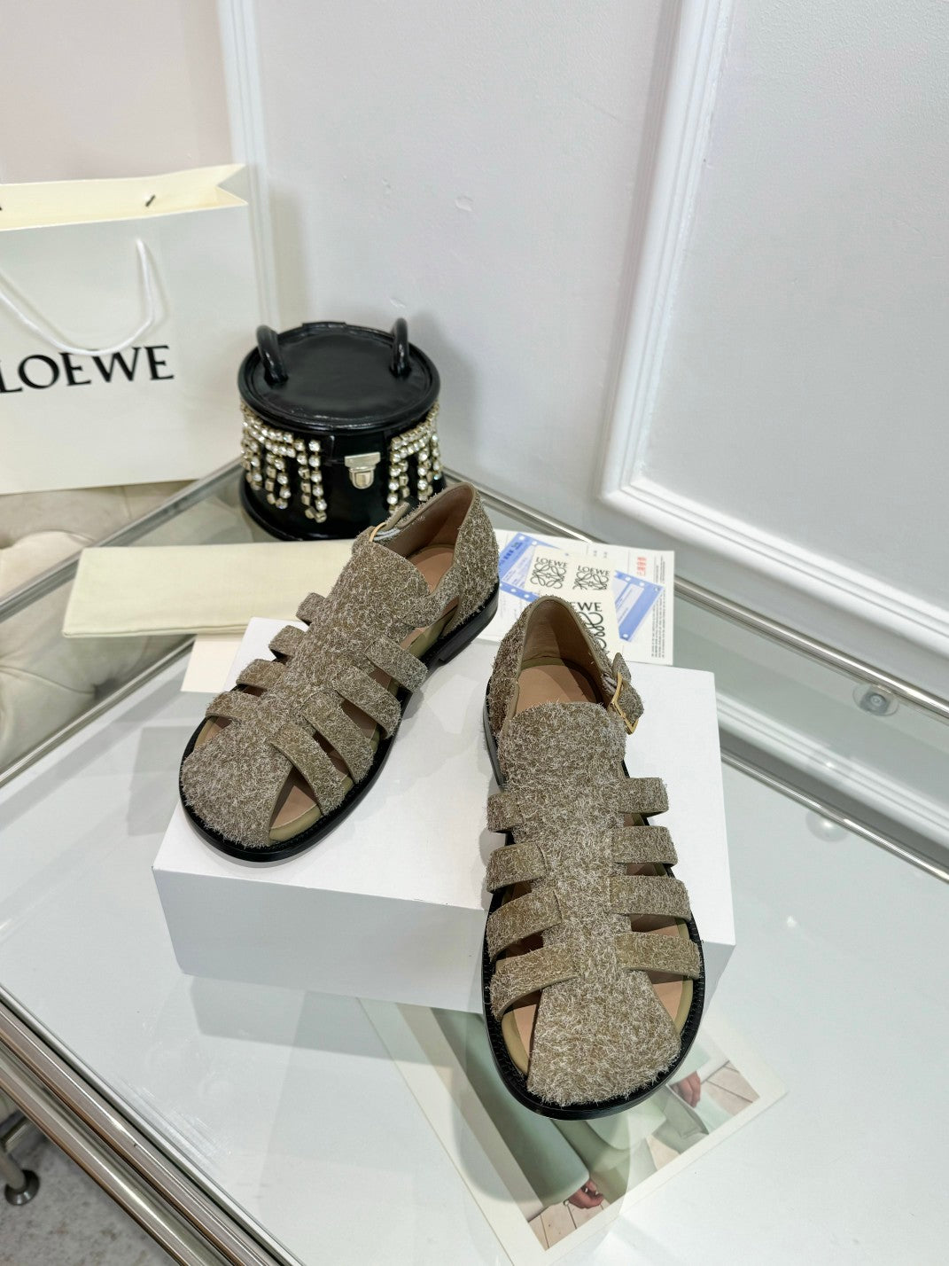 Loewe Campo Sandals Snowflake Cow Suede 246500