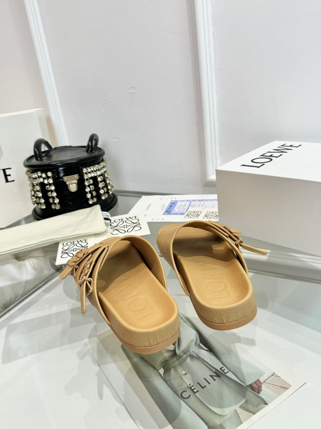 Loewe Ease Leather Slide Beige Sheepskin 246541