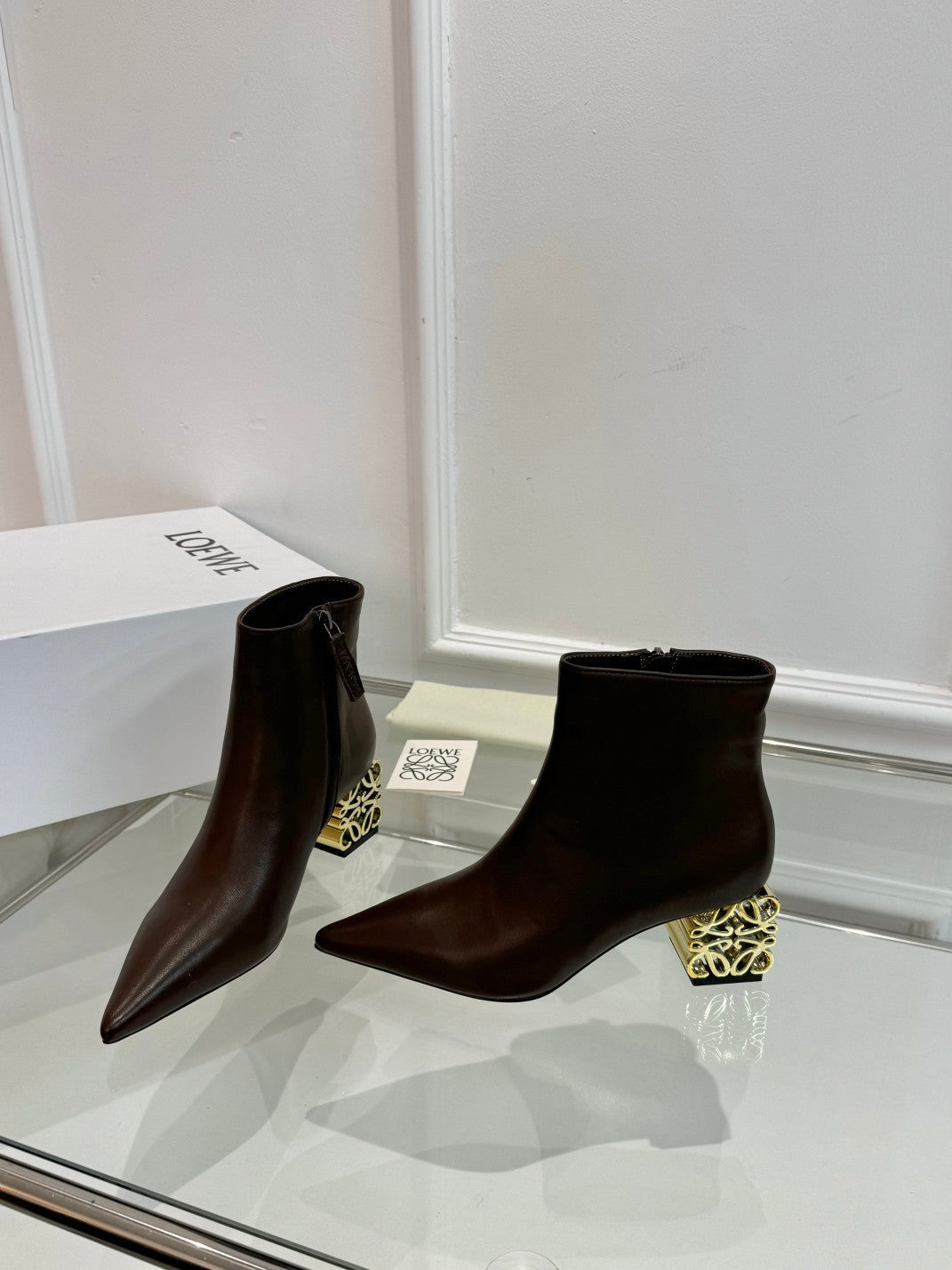 Loewe Anagram heel boot brown calfskin