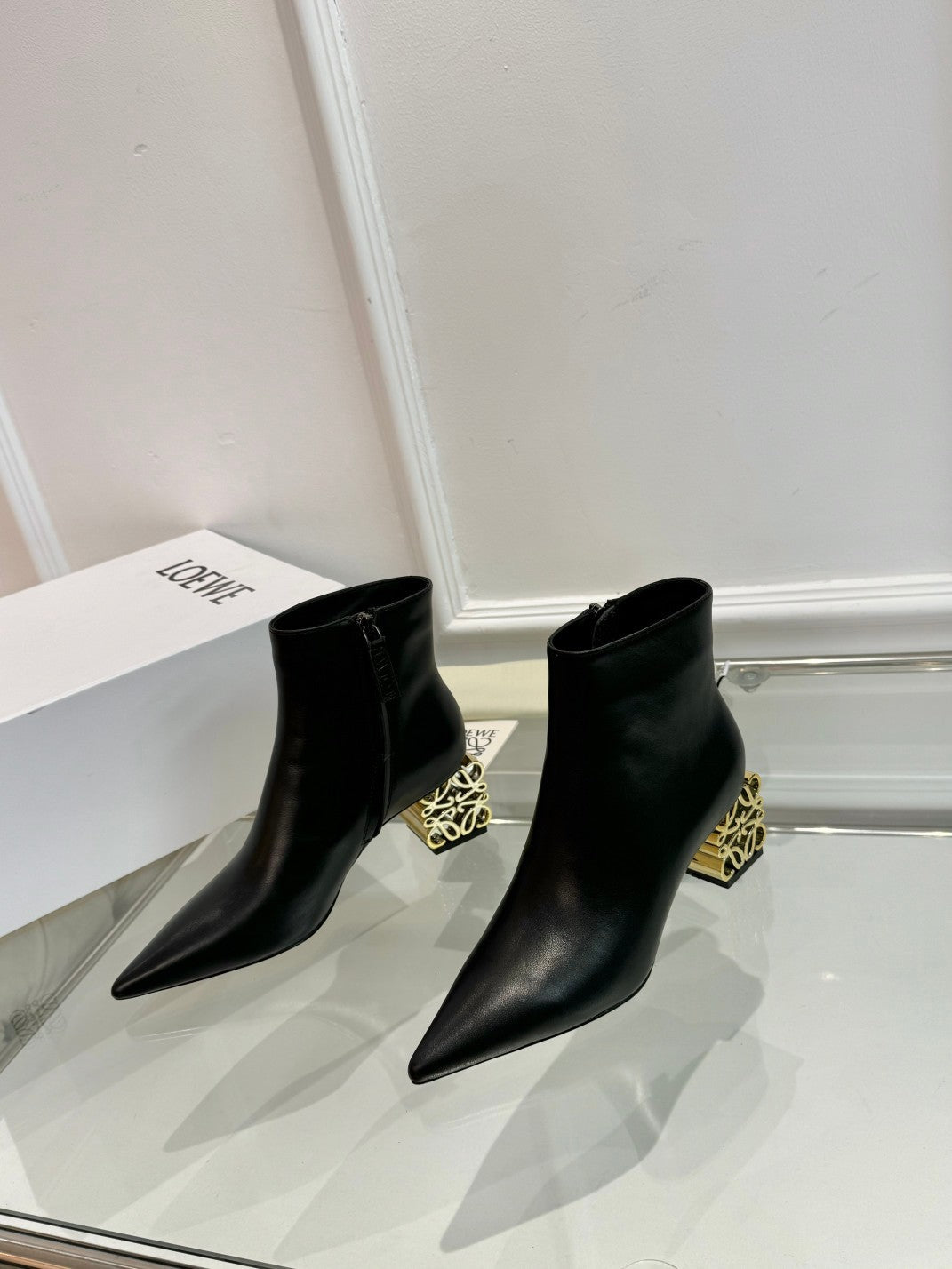Loewe Anagram heel boot black calfskin