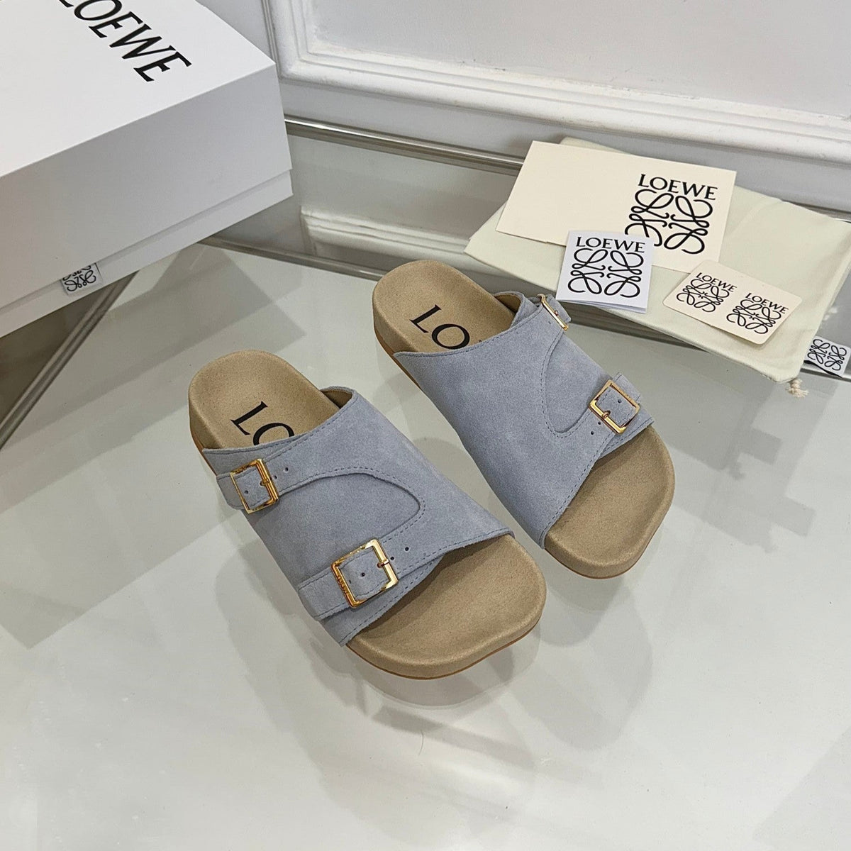 Loewe x Birkenstock Slide Slate Gray Suede