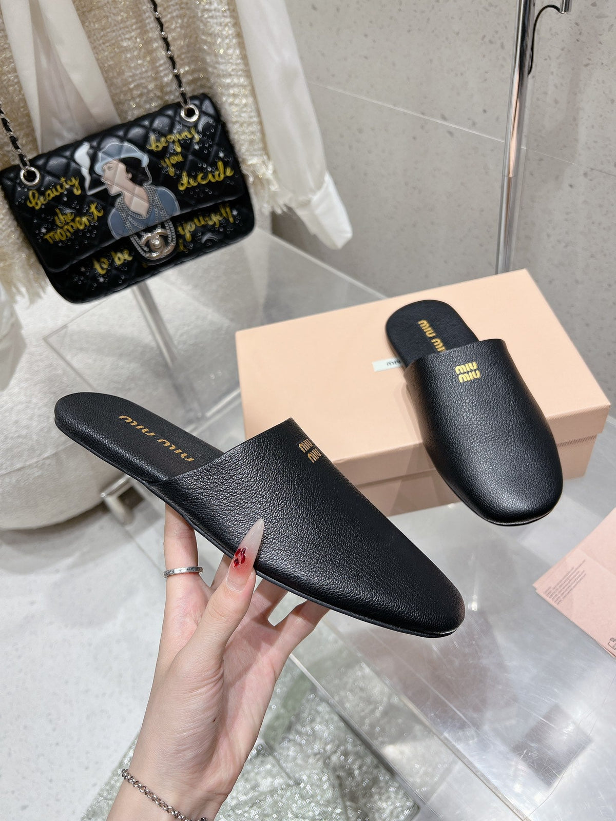Miumiu Slipper Black Lambskin 205211