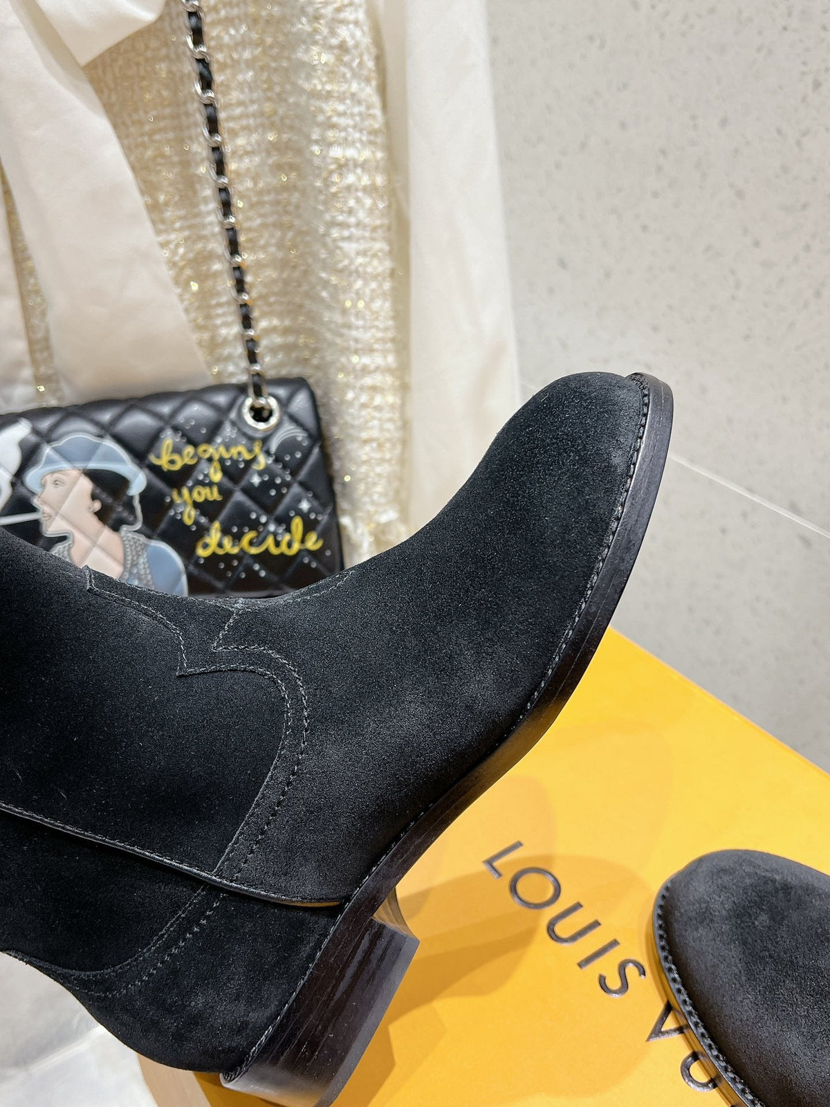 LV Rider Boot Black Grey Suede