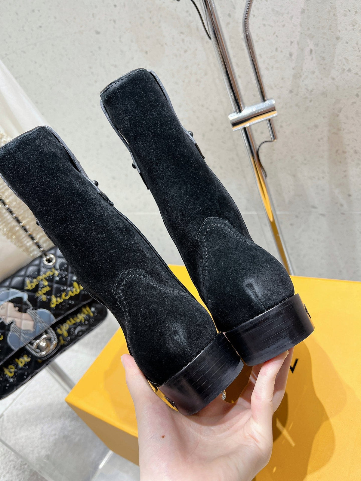 LV Rider Boot Black Grey Suede