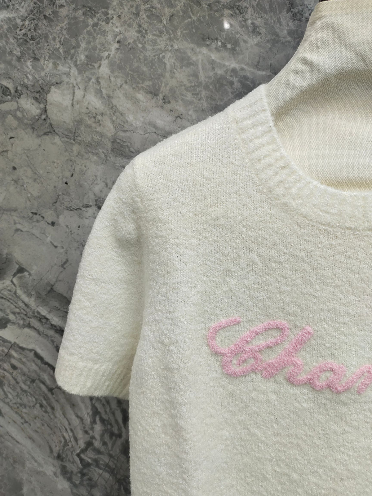 Chanel 2026 Short-Sleeve Shirt Cream Pink Wool
