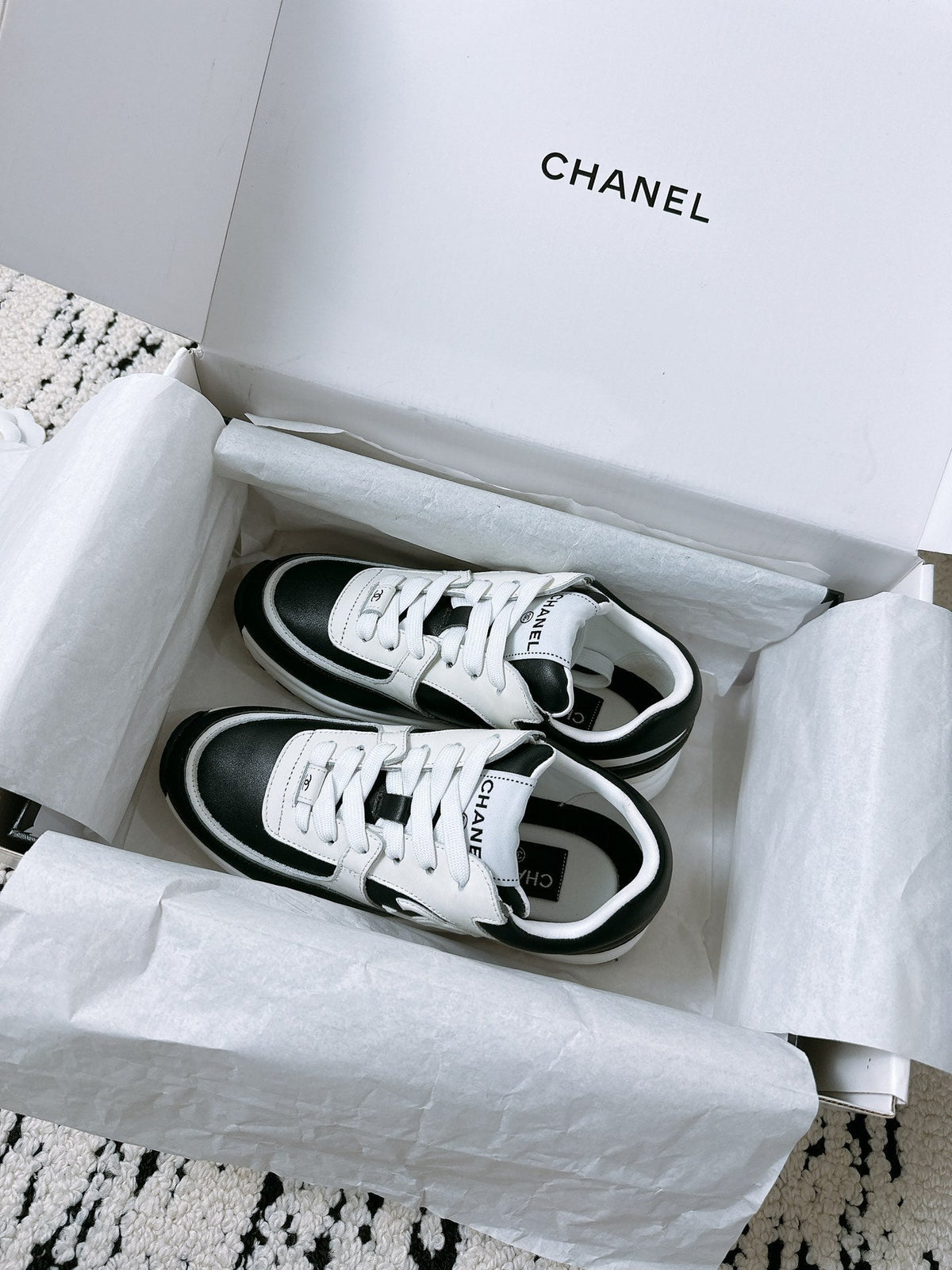 CC Sneaker 35mm In Black Mix White Soft Cowhide 144704