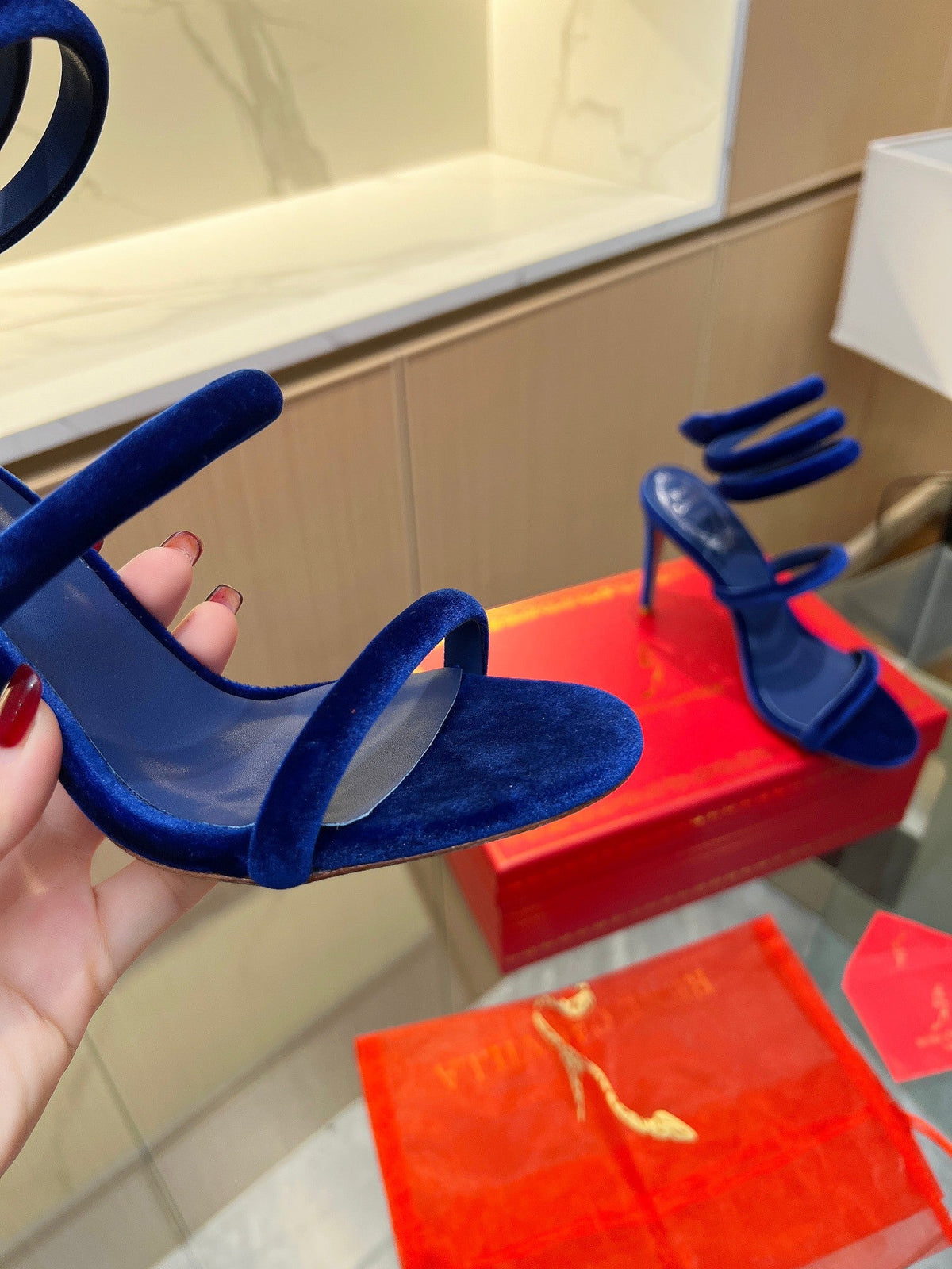RC Sandals Navy Blue Original Velvet Sheepskin 341990