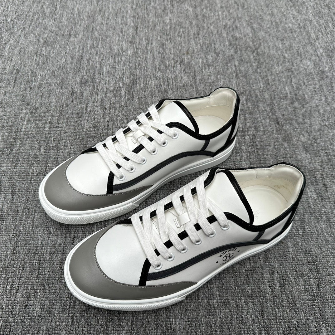 HM Men's Get Sneaker White Grey Calfskin 336084