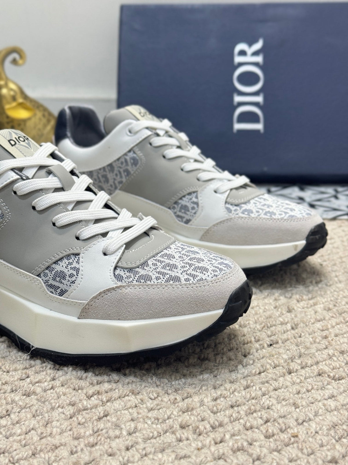 CD B25 SNEAKER GRAY AND WHITE CALFSKIN