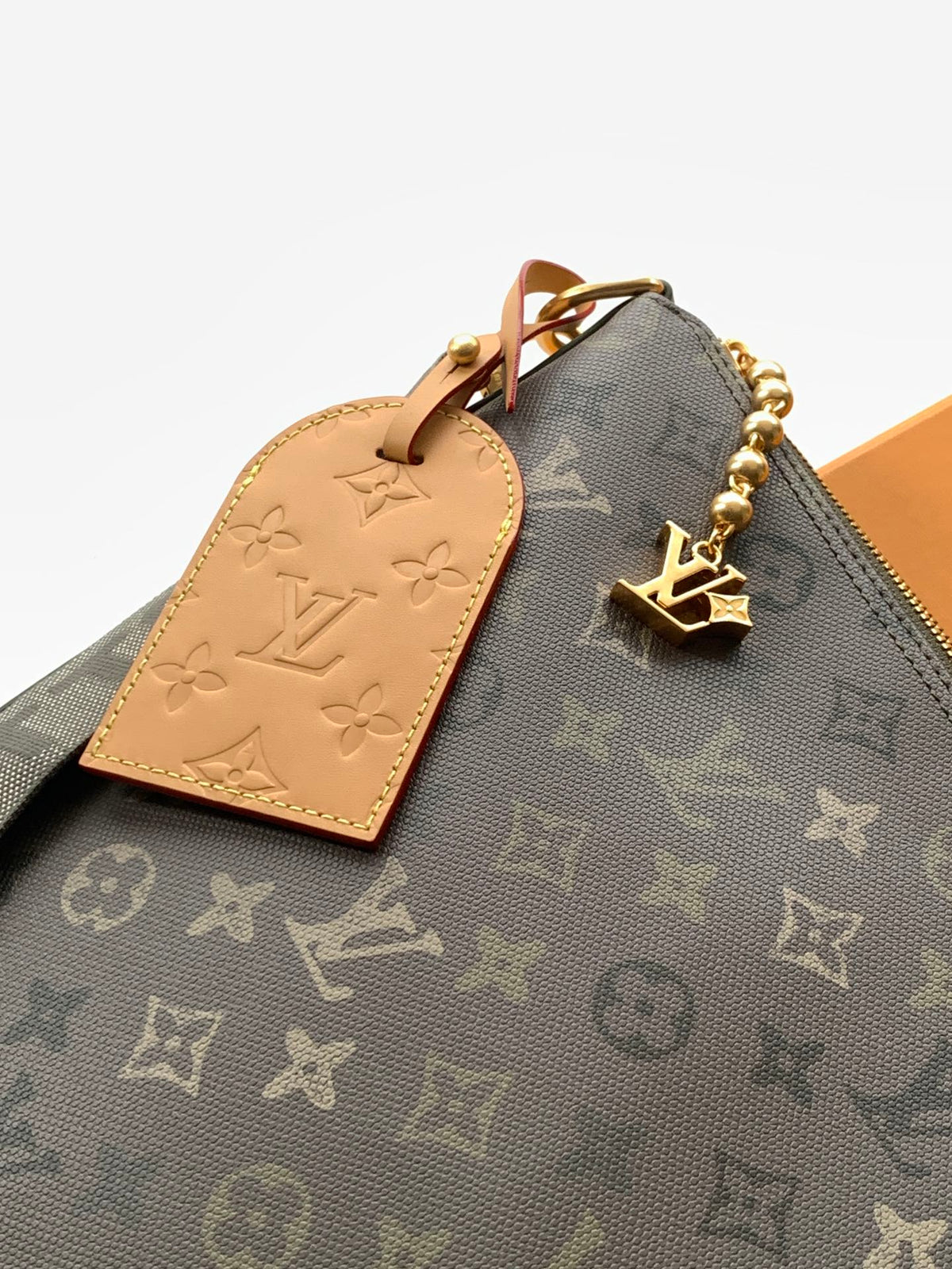 LV 2026 Vagabond Hobo Bag 48cm Grey Green Canvas Leather 281477
