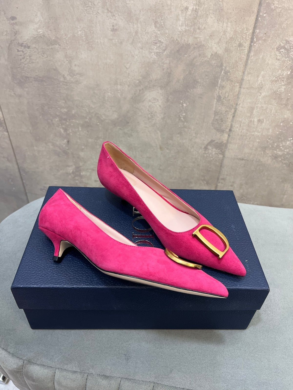 CD 26 High-Heeled 40 Pumps Pink Suede 594580