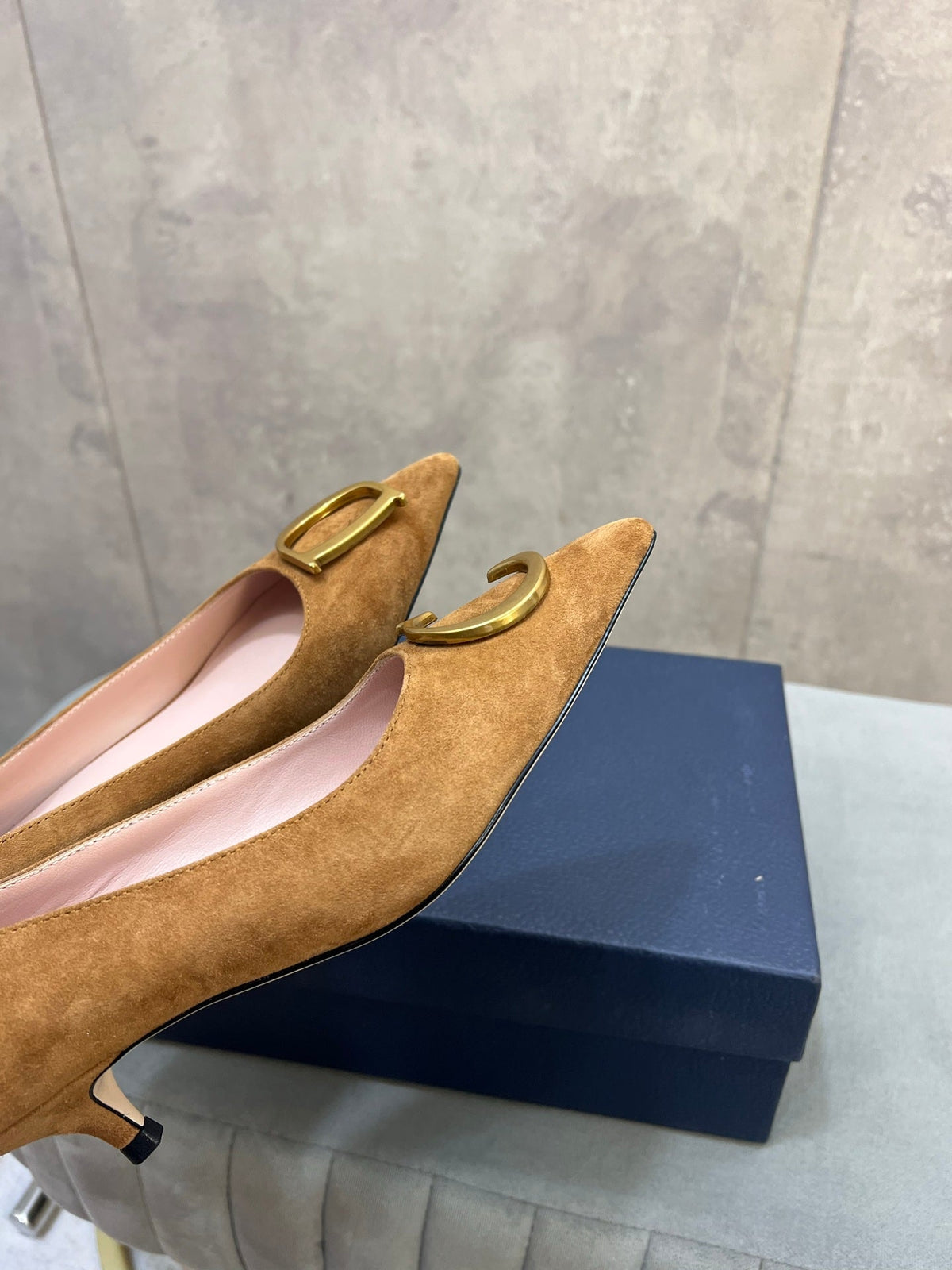 CD 26 High-Heeled 40 Pumps Tan Suede 594581