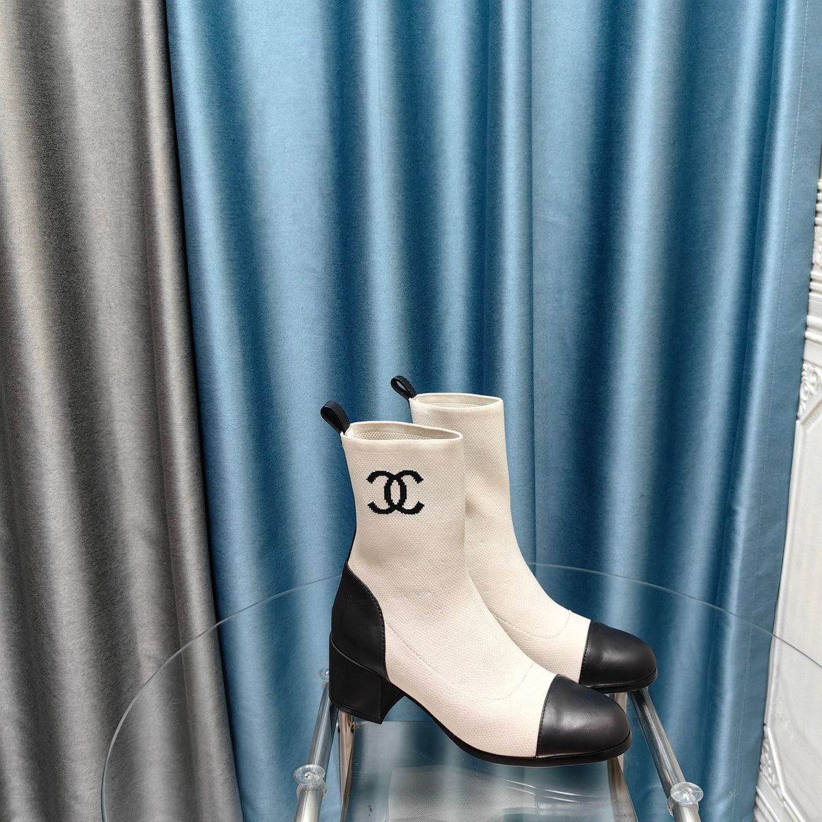 CC Ankle Boots 45mm White Wool And Calfskin