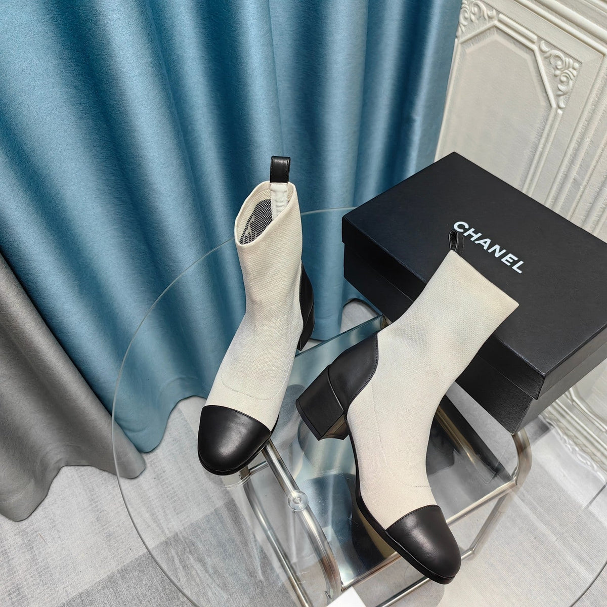 CC Ankle Boots 45mm White Wool And Calfskin