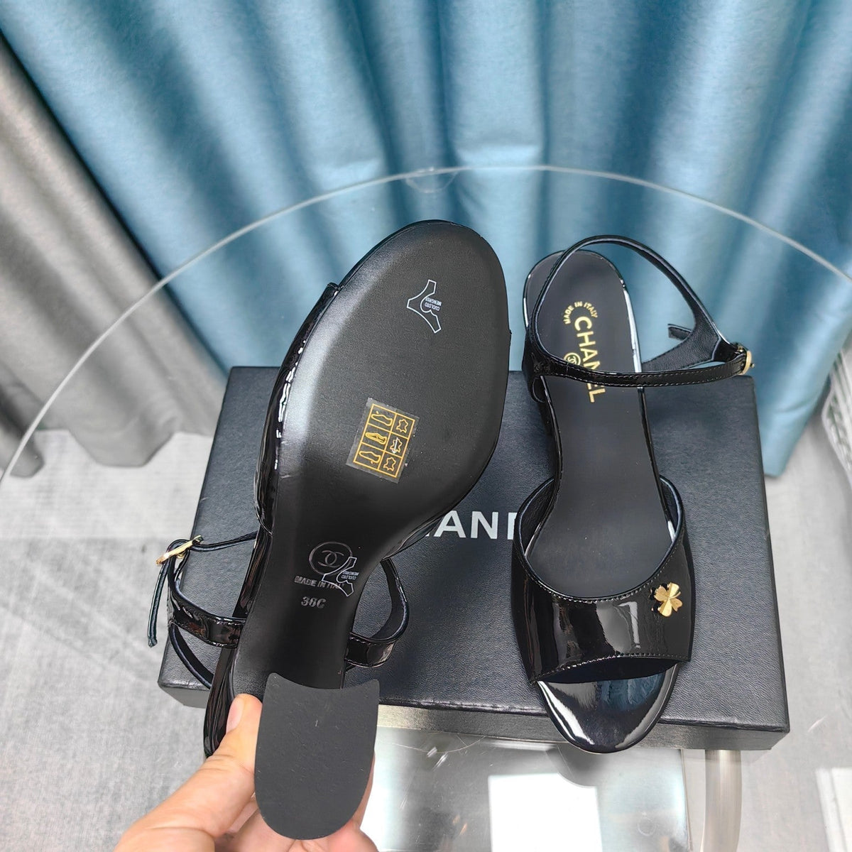 cc slingbacks sandal 85 black patent calfskin