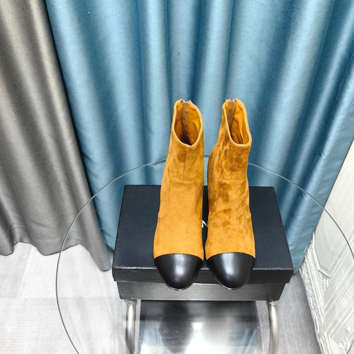 CC Ankle Boots 70mm Yellow Orange Suede