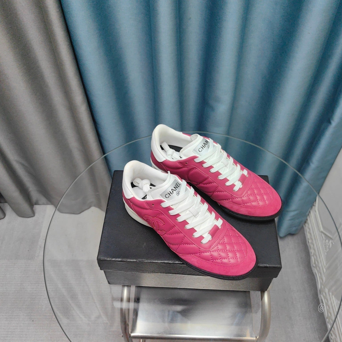 CC Sneaker Dark Pink Quilted Cowhide And Suede