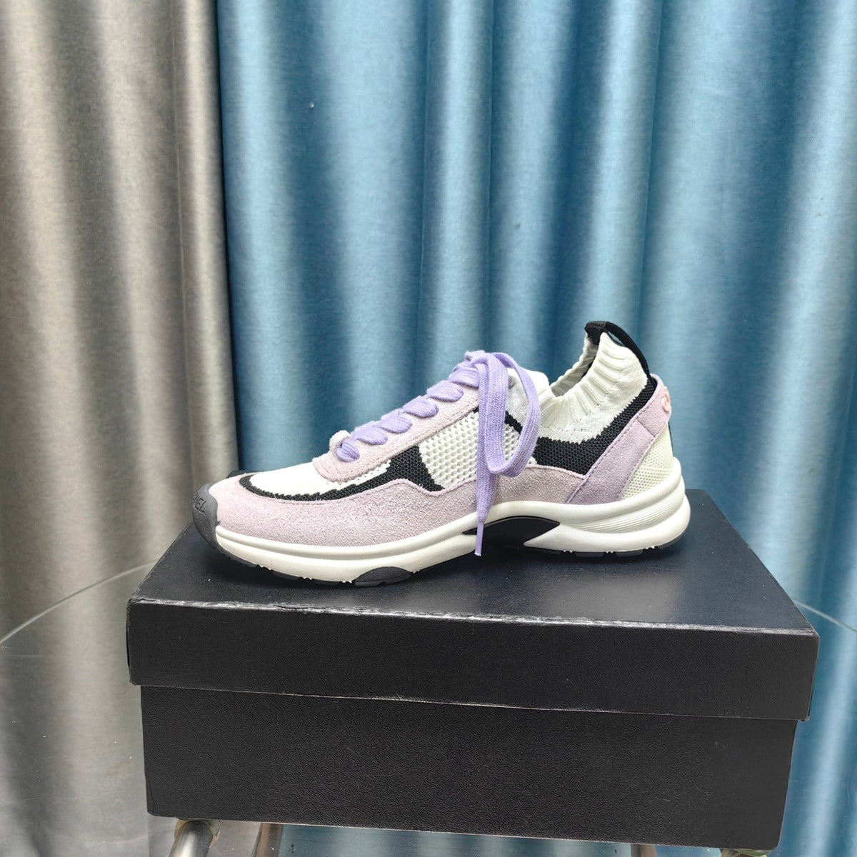 CC Sneaker White Light Purple Suede And Polyester Mesh Fabric