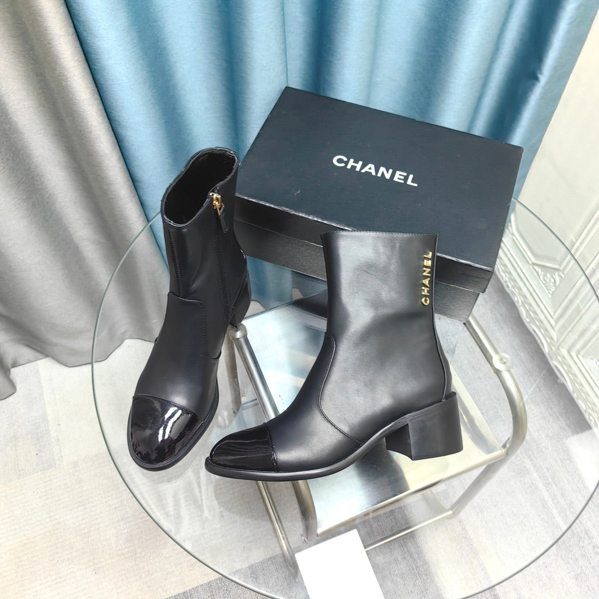 CC Short Boots Black Calfskin And Lambskin