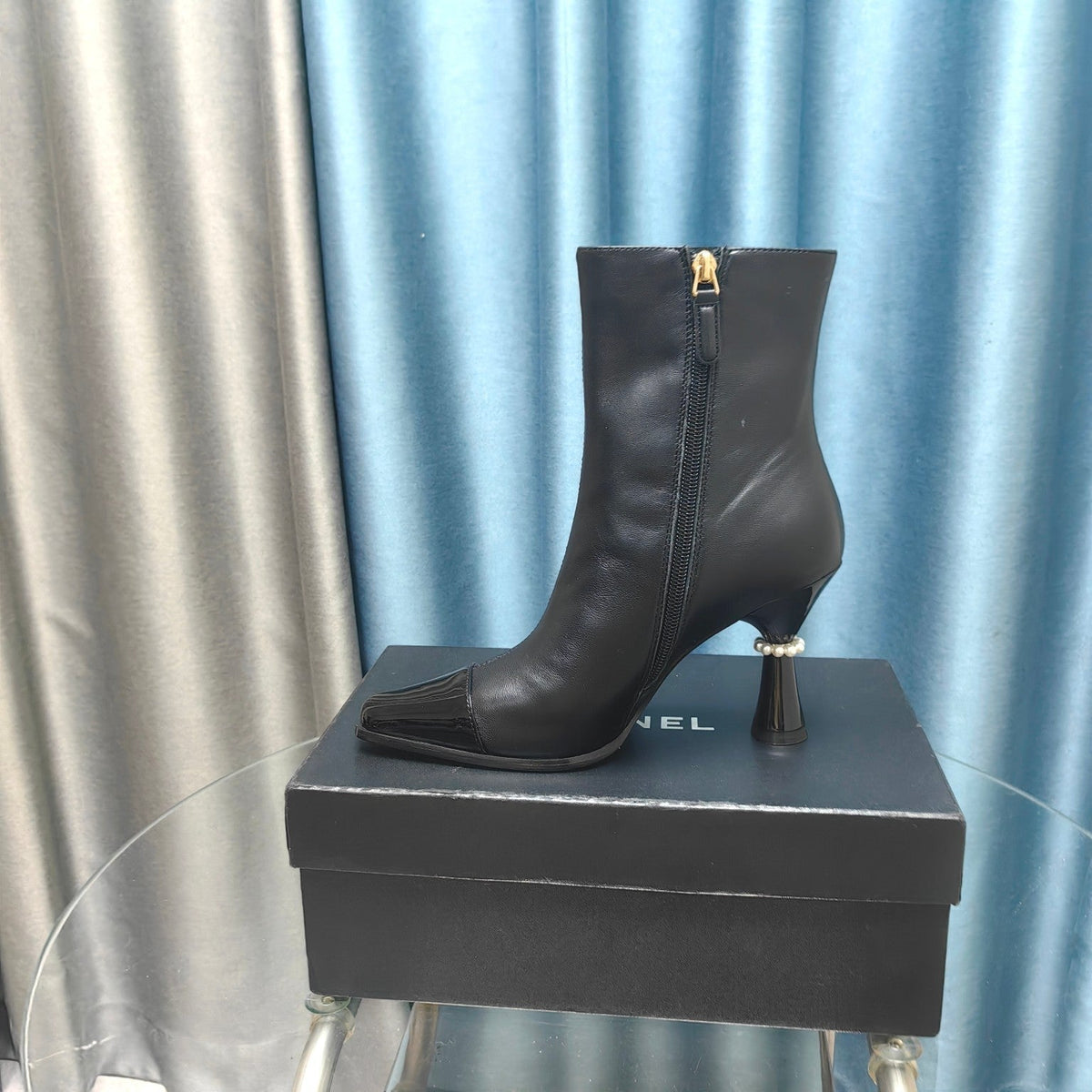 CC Ankle Boots Black Cowhide And Lambskin