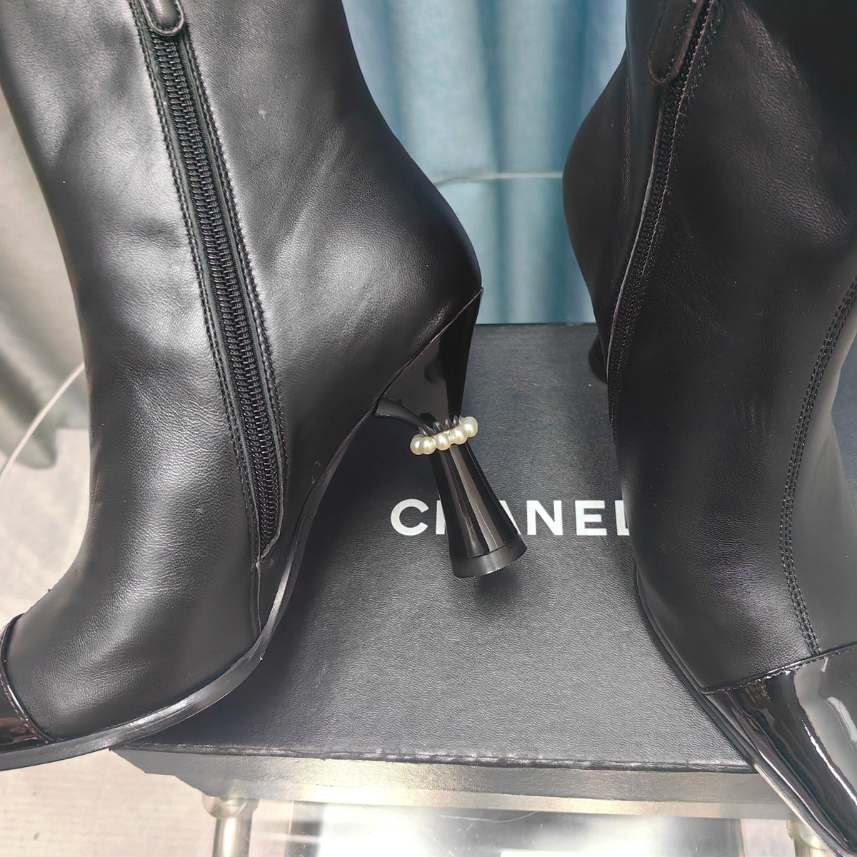 CC Ankle Boots Black Cowhide And Lambskin