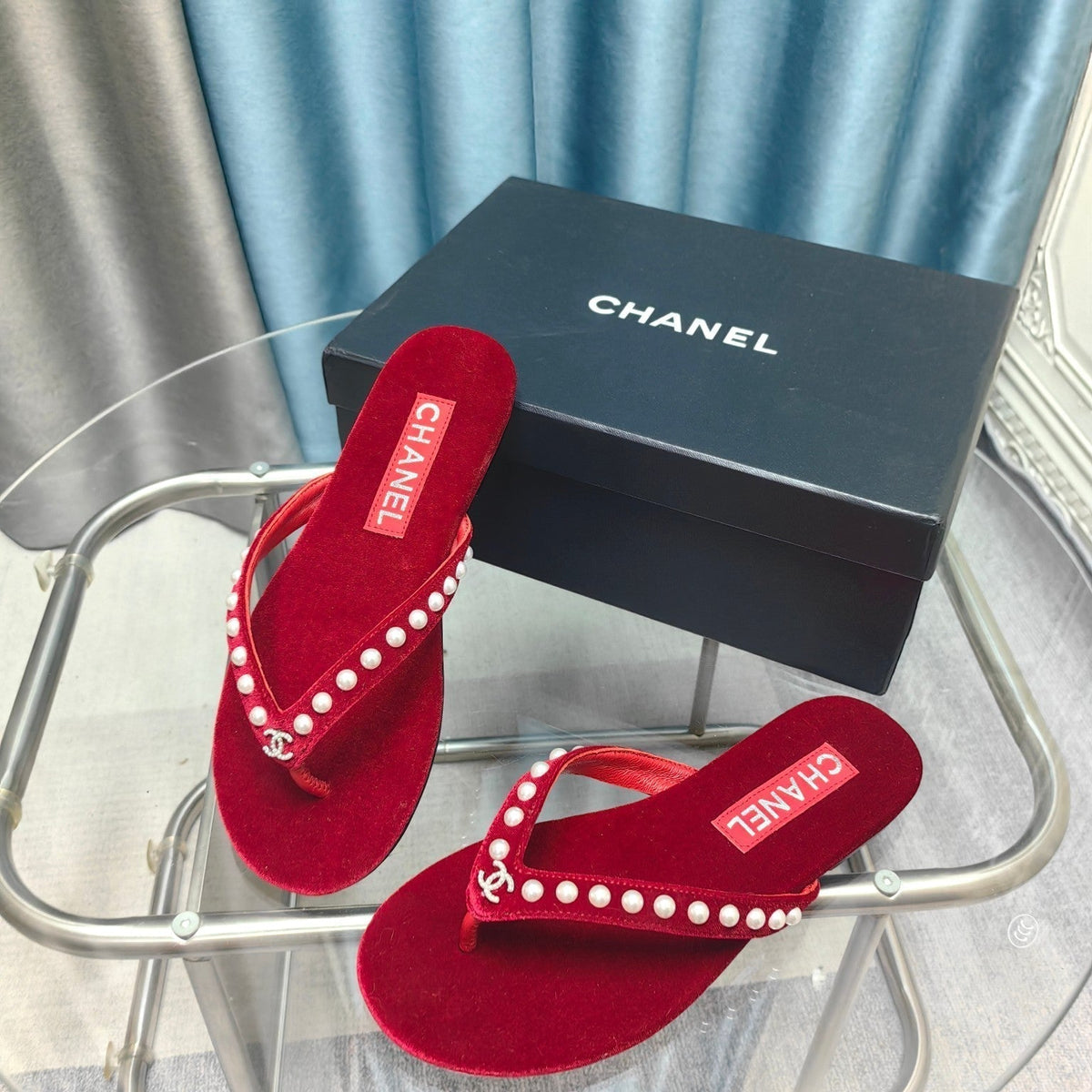 CC Thong Red Velvet Pearl