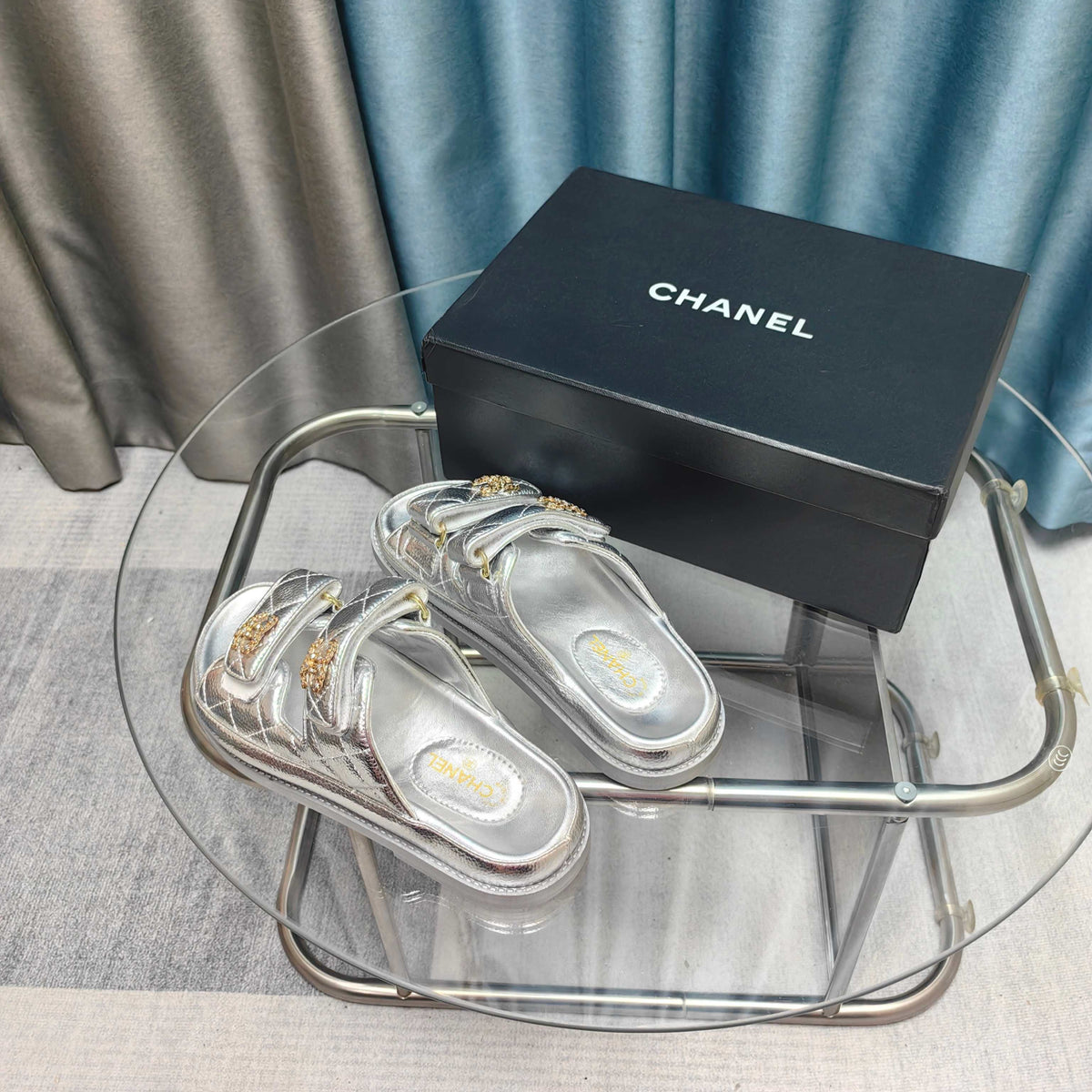 CC 25C Dad Mule Silver Metalic Grained Calfskin